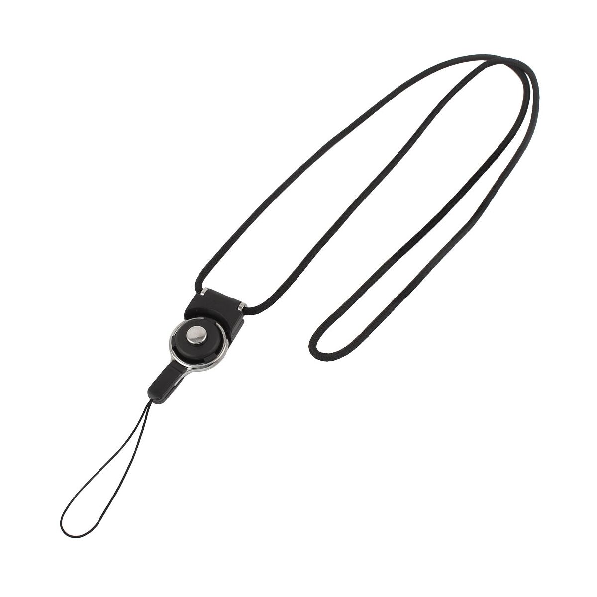 Unique Bargains Detachable Ring Neck Strap Lanyard Black for Cell Phone ID Card Holder