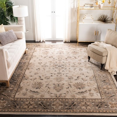 Gray Floral 10' x 14' Wool and Silk Area Rug