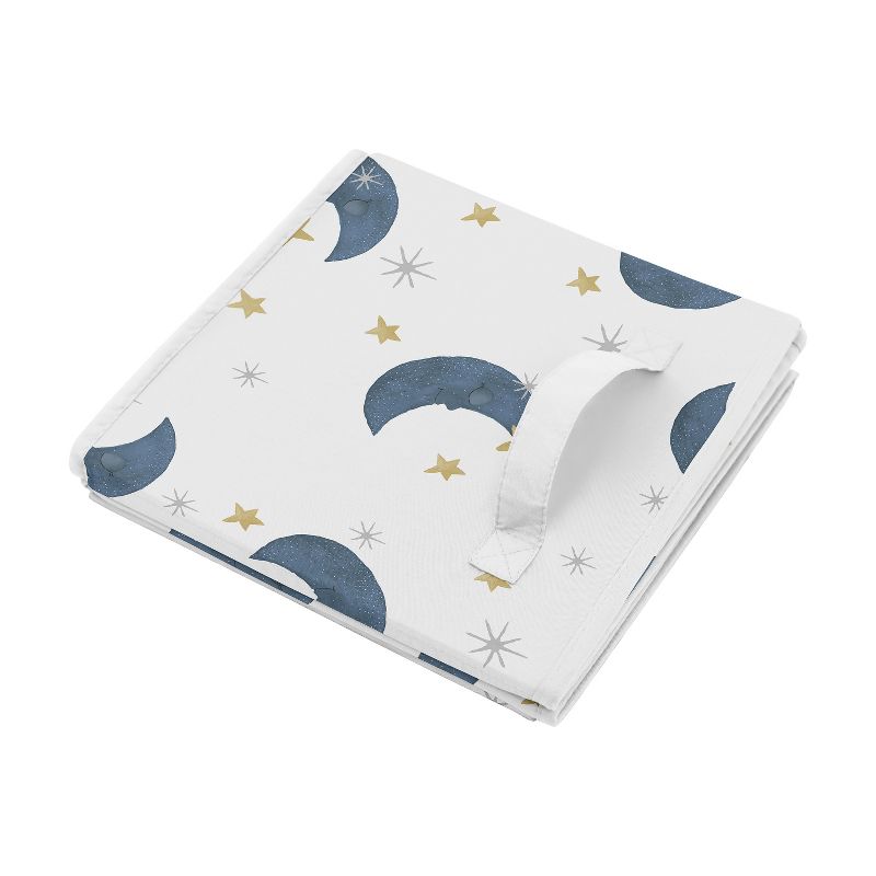 Sweet Jojo Designs Boy or Girl Gender Neutral Unisex Set of 2 Kids' Decorative Fabric Storage Bins Bear and Moon Blue Gold and Grey, 5 of 6