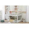 Okak Twin Over Twin House Bunk Bed with Roof, Ladder,Safety Guardrails Floor Low Bunk Bed Solid Wood for Kids, Girls, Boys Easy Assemble, White - 3 of 4
