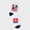 Women's Ribbed Cushioned USA Flag Short Crew Socks - White/Blue/Red 4-10: Recycled Polyester, Banded Cuff, Cushioned Sole - 2 of 3