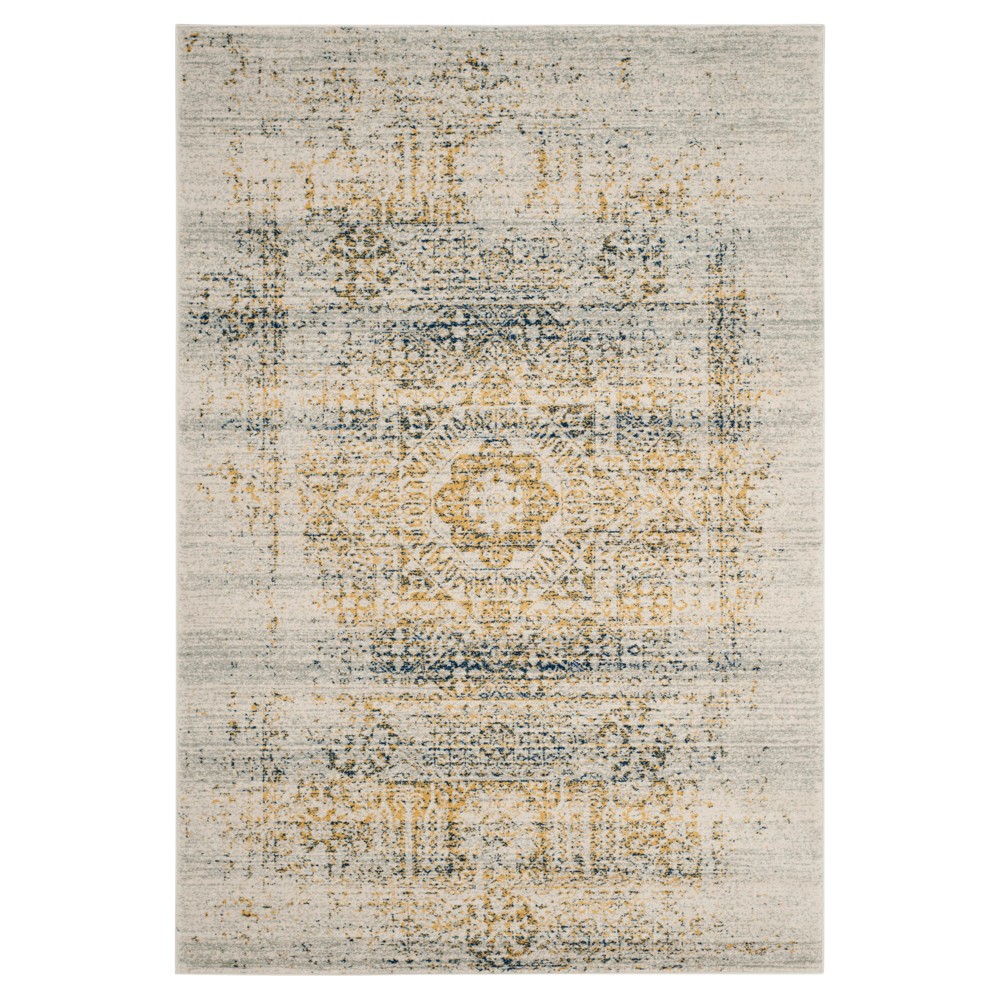 5'1inx7'6in Hestia Burst Loomed Area Rug Ivory/Blue - Safavieh