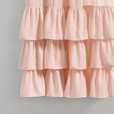 Blush Polyester Ruffled Light-Filtering Window Curtain Panels, 40"W x 45"L