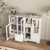 Okak Painted Storage Cabinet with 2 Glass Doors and 1 Drawer, Kitchen Cabinet for Open Storage Space, Bedroom, Living Room - 4 of 4