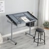 Adjustable Art Drawing Desk Craft Station Drafting with 2 Non-woven fabric Slide Drawers and 4 Wheels,114*60*74cm(3.74*1.97*2.43ft) - 4 of 4
