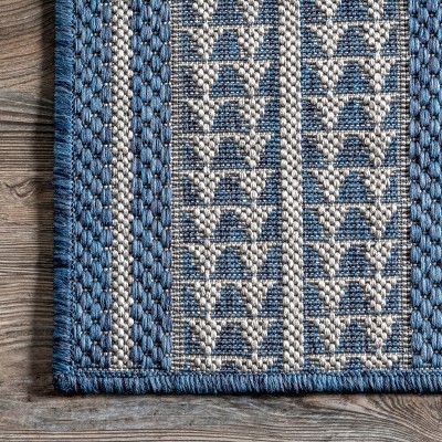 Modern Blue Geometric 7x9 Indoor/Outdoor Synthetic Area Rug