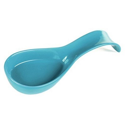 Omniware Simsbury Spoon Rest, 8.25" - Stoneware Utensil Holder with Lead-Free Glaze - Arched Handle, Heat-Resistant, Dishwasher Safe (Turquoise)