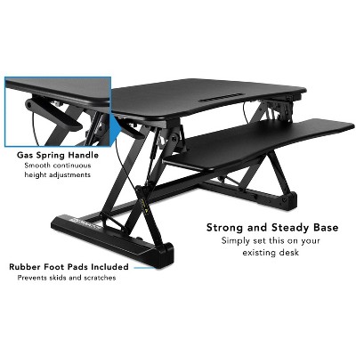 Black Adjustable Metal Standing Desk Converter with Keyboard Tray