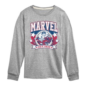 Boys' - Marvel - Collegiate Americana Long Sleeve Graphic T-Shirt - 1 of 4