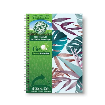 120 sheet 1 Subject Spiral Notebook 7"x5" Exotic Vacation Collection Botanical Blue/Green 100% Tree Free - Geo SweetStainable