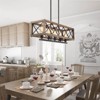 LNC Lucia Modern Farmhouse Rectangle  Kitchen Island Pendant  Lights, Matte Black and Brown Wood,3/4/5Light,24in/27.5in/32in - 2 of 4