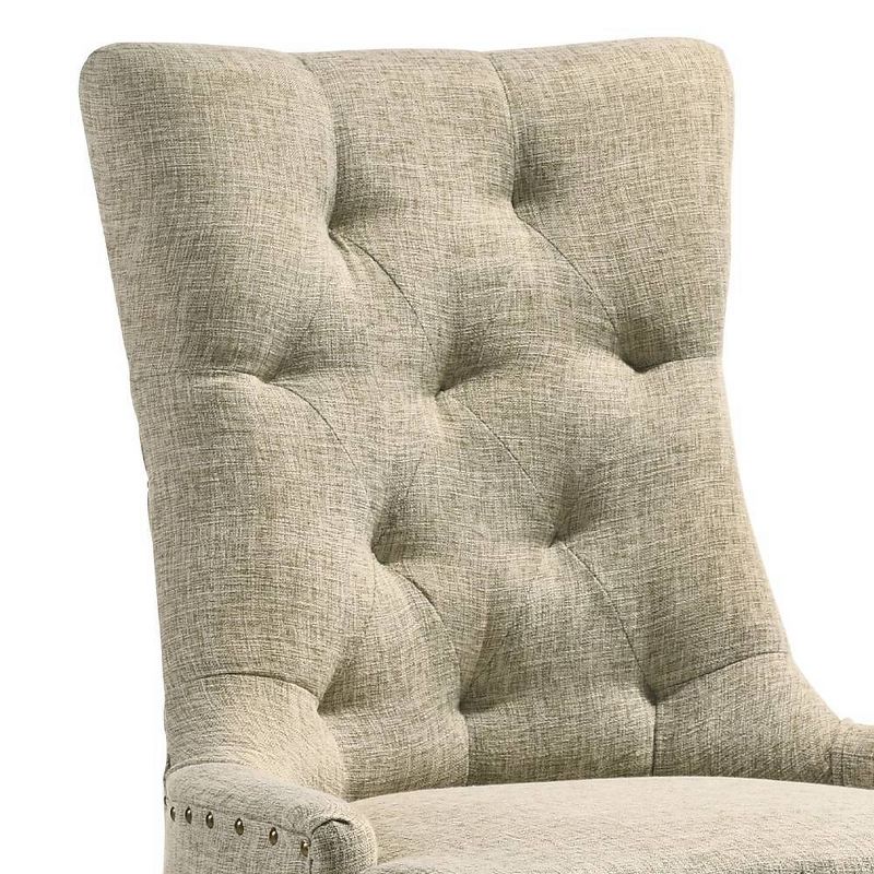 22&#34; Yotam Accent Chair Beige Fabric/Salvaged Oak Finish - Acme Furniture, 3 of 7