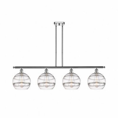 Rochester - 4 Light Stem Hung Island In Industrial Style-12.13 Inches Tall and 48.25 Inches Wide