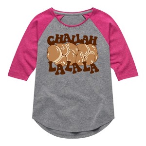 Girls' - Instant Message - Hanukkah Shirt Tail Raglan Graphic T-shirt - 1 of 4
