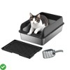 Stainless Steel Cat Litter Box with Scoop and Mats Open Top High Wall Sided Enclosure Large Metal Cat Litter Box Non-Sticky - 2 of 4