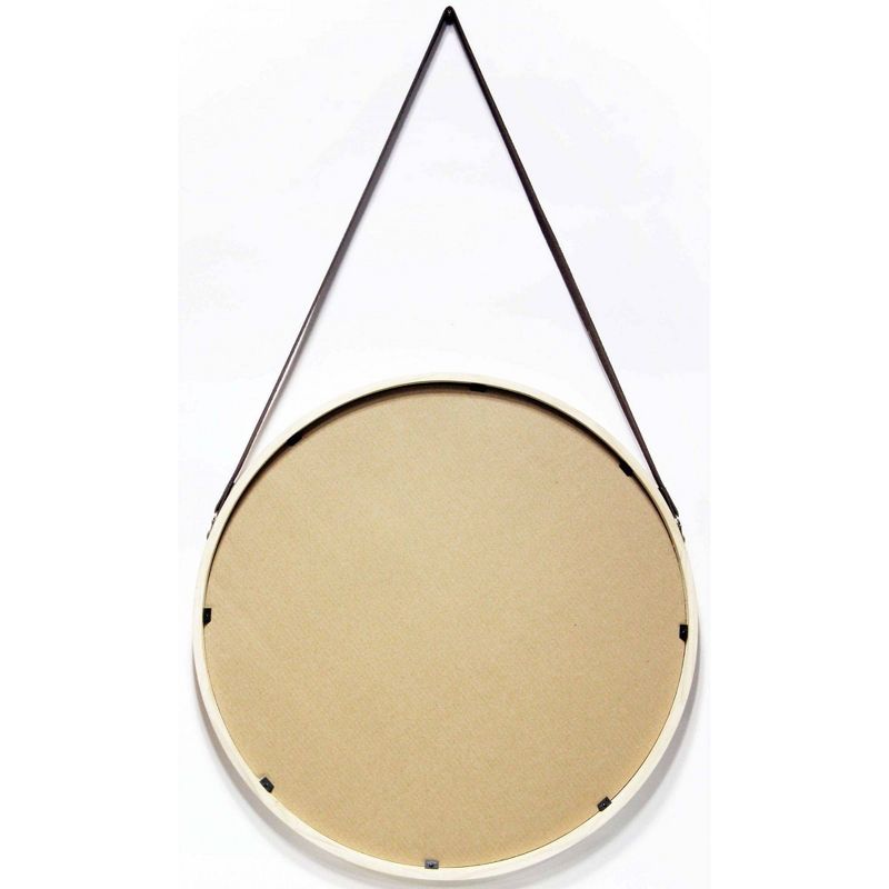 16&#34; Pinewood Farmhouse Round Hanging Wall Mirror with Frame Leather Strap - Infinity Instruments, 3 of 8