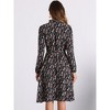 INSPIRE CHIC Women's Tie Neck Chiffon Long Sleeves Vintage Belted Floral Dress - 4 of 4