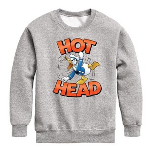 Boys' - Disney - Hot Head Donald Duck Graphic Long Sleeve Fleece Sweatshirt - 1 of 4