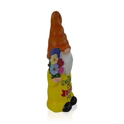 24" Multicolor Polyresin Garden Gnome with Flowers