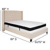 Emma and Oliver Full Accent Extended Panel Platform Bed/Memory Foam Mattress-Beige Fabric - 3 of 4
