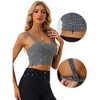 Allegra K Women's Tweed Plaid Sweetheart Neck Casual Crop Top - 2 of 4