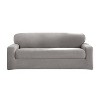 Sure Fit 2pc 96" Wide Cedar Stretch Textured Sofa Slipcover Gray: Elastic Fit, Indoor Use, Pet Friendly - image 4 of 4