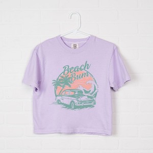 Simply Sage Market Women's Beach Bum Vintage Car Short Sleeve Relaxed Fit Cropped Tee - 1 of 3