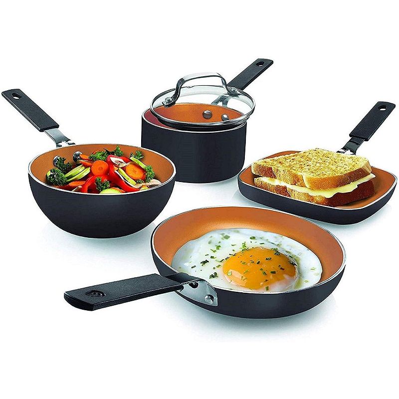 Gotham Steel Stackmaster 5 Piece Mini Nonstick Cookware Set with Rubber Grip Handles, 1 of 4