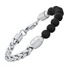 Steeltime Men's stainless steel wheat link chain and black lava beads bracelet - 2 of 4