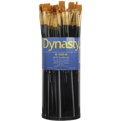 Dynasty B-1650 Art Education Bright Paint Brushes, Classroom Cylinder, set of 60