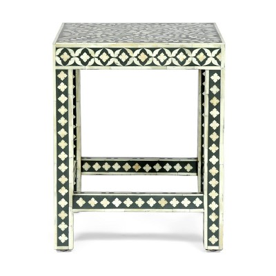 Eutaw Handcrafted Boho Mango Wood End Table Gray/White - Christopher Knight Home