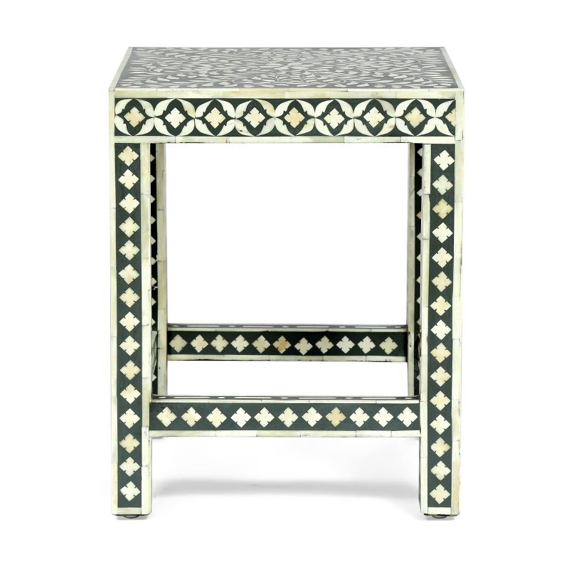 Eutaw Handcrafted Boho Mango Wood End Table Gray/White - Christopher Knight Home, 1 of 9