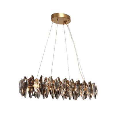LNC Incandescencia 8-Lights 37.5"Luxury and Glam Crystal Kitchen Island Lights,Brass & Gray