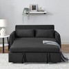 MAYEERTY 55" Modern Convertible Sofa Bed Velvet Loveseat 2 Pockets Pull Out Bed 2 Pillows Adjustable Backrest Grid Arms - 4 of 4