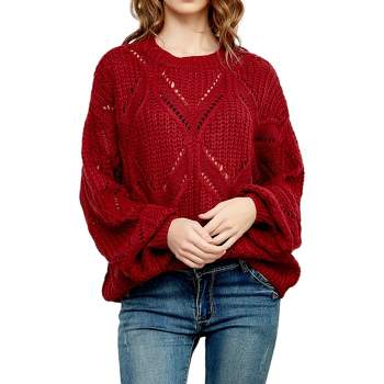 Anna-Kaci Women's Long Sleeve Patterned Pullover Sweater