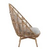 Outdoor Swivel Lounge Chair, High Back Wicker Lounge Chair with Teak Finished Legs, Patio Lounge Chair with Cushion for Garden or Deck-Koiai - 4 of 4