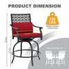 4PCs Outdoor Swivel Bar Stools with Red Cushions, Counter Height Patio Bar Stools with Armrests & Backrests for Backyard - 4 of 4