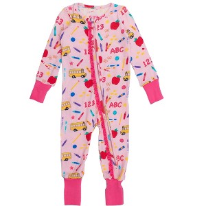 RuffleButts Baby Girls Viscose from Bamboo Convertible Ruffle One Piece Pajama - 1 of 4