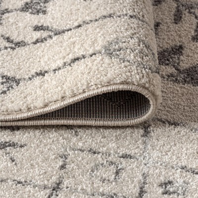 Vintage Moroccan-Inspired Easy-Care Gray 4' x 6' Area Rug