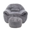 TiramisuBest Comfy Bean Bag Chair with Back Support and Footstool, Faux Fur Floor Sofa for Adults & Kids, Soft Lounge Chair for Living, Dark Gray - 4 of 4