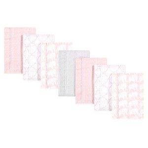 Hudson Baby Infant Girl Cotton Flannel Burp Cloths 7pk, Girl Elephant, One Size - 1 of 3