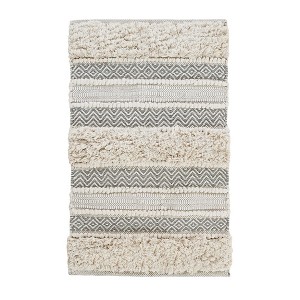 JUJABU Boho Woven Stripe Bath Rug with Non-Slip Backing – 20"x32" - 1 of 4