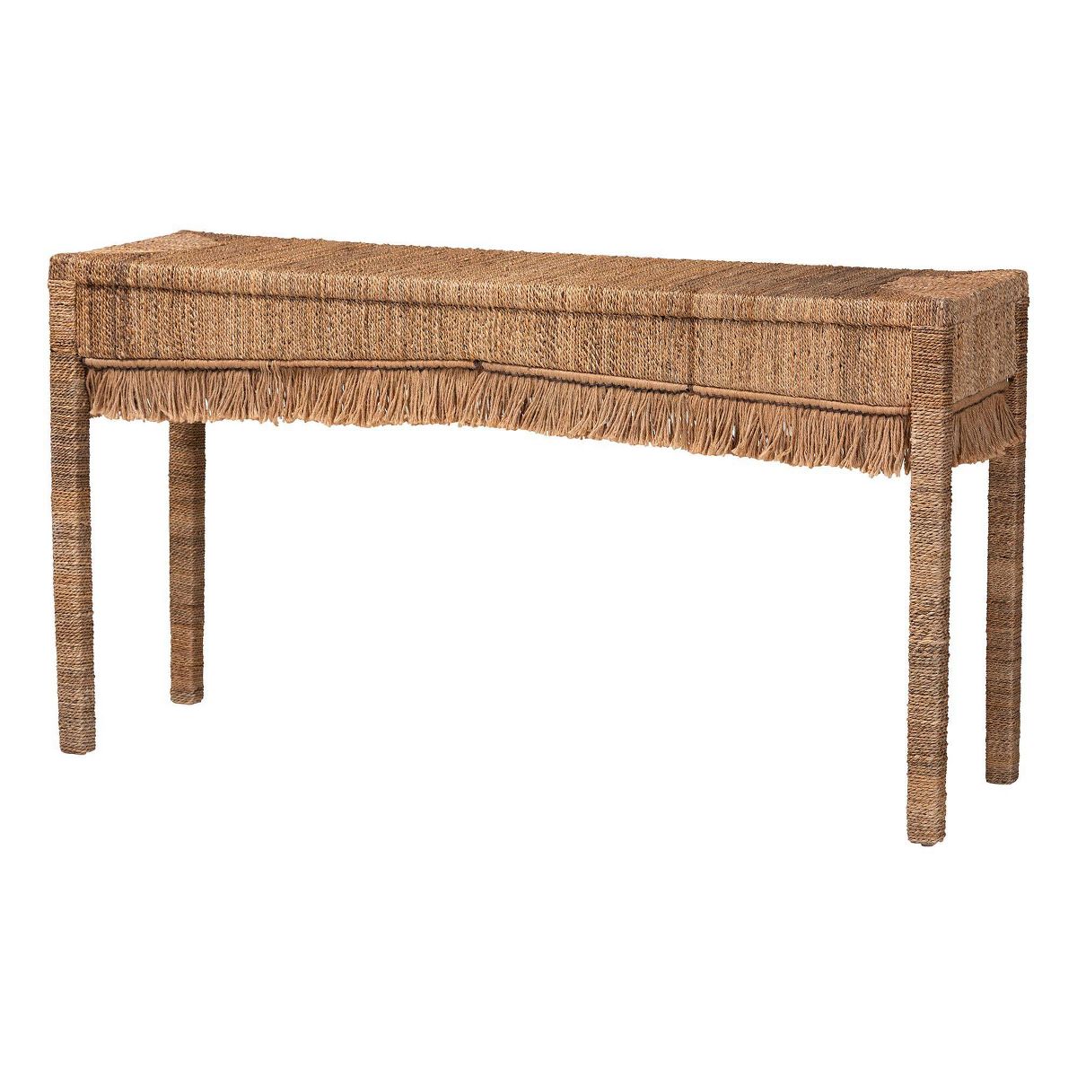 bali & pari 60.2" Fiona Handwoven Seagrass Console Table Brown