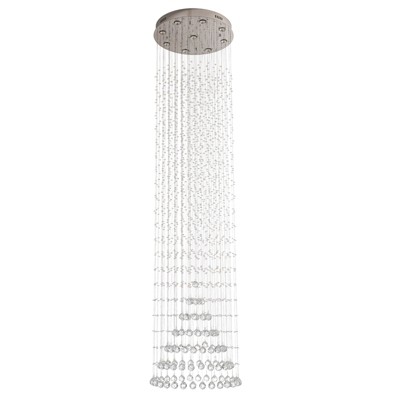 LLHZSY Modern Luxury Raindrop Crystal Chandelier 9-Light Flush Mount Ceiling Lighting for High Spiral Staircase-Chrome-W23 3/5" x H98 2/5"