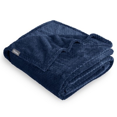 Textured Dark Blue Microplush Twin twin Xl Fleece Blanket By Bare Home Target