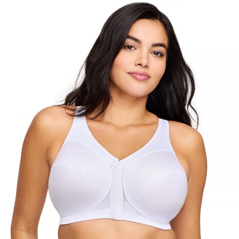 Glamorise Womens MagicLift Front-Closure Posture Back Wirefree Bra 1265  White 56F