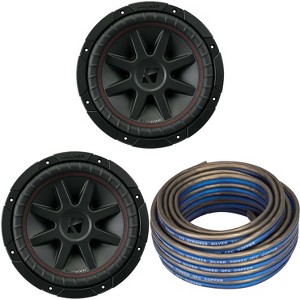 Kicker (2) CompVR 10-Inch (25cm) Subwoofer, DVC, 2-Ohm, w/ Speaker Wire Bundle - 1 of 4