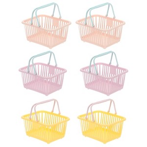Unique Bargains Plastic Grocery Shopping Toy Organizing Mini Decorative Baskets 6.3" x 3.5" x 5.1" 6 Pcs - 1 of 4