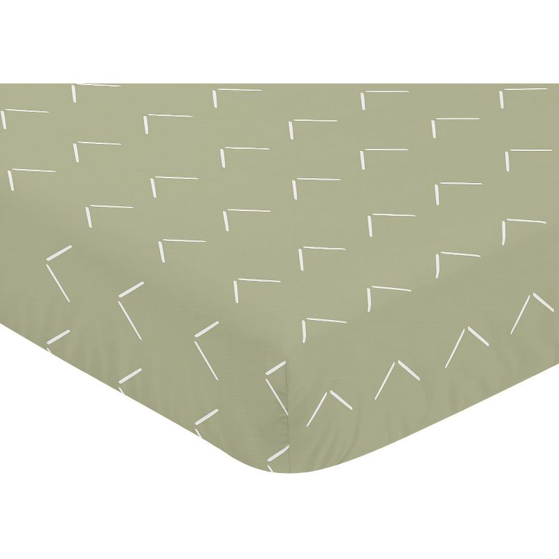Sweet Jojo Designs Gender Neutral Baby Fitted Crib Sheet Woodland Boho Arrow Green and White, 4 of 8