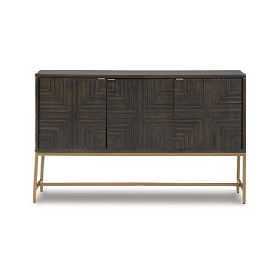 Elinmore 58" Brown and Gold Geometric Accent Cabinet